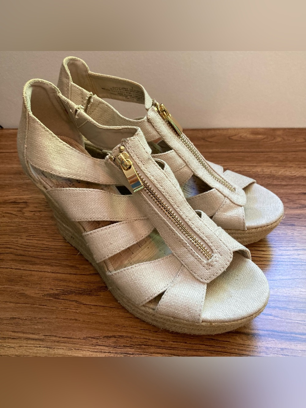 Merona Tan Zip-up Wedge Sandals 8